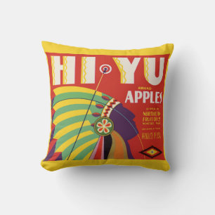 circa 1930 Hi Yu Apples crate label print Cushion