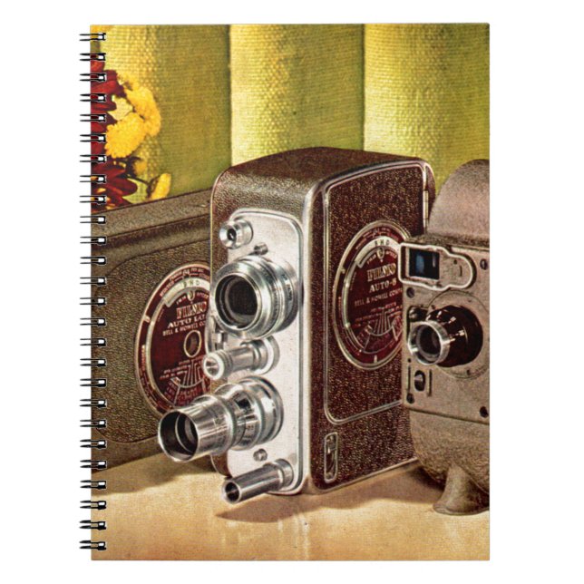 circa 1950 home movie cameras ad notebook (Front)