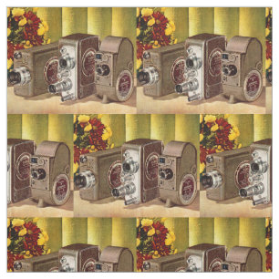 circa 1950 home movie cameras print fabric