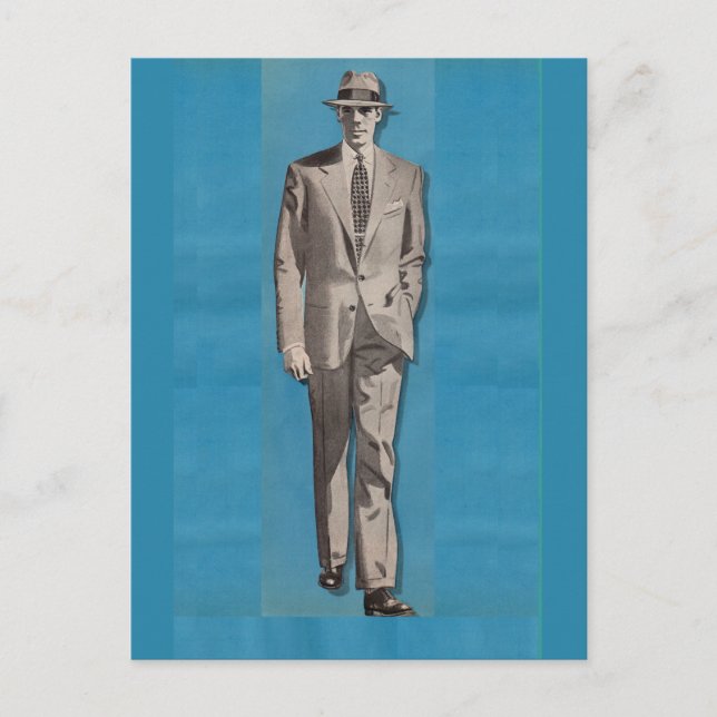 circa 1950 sharp dressed man postcard (Front)