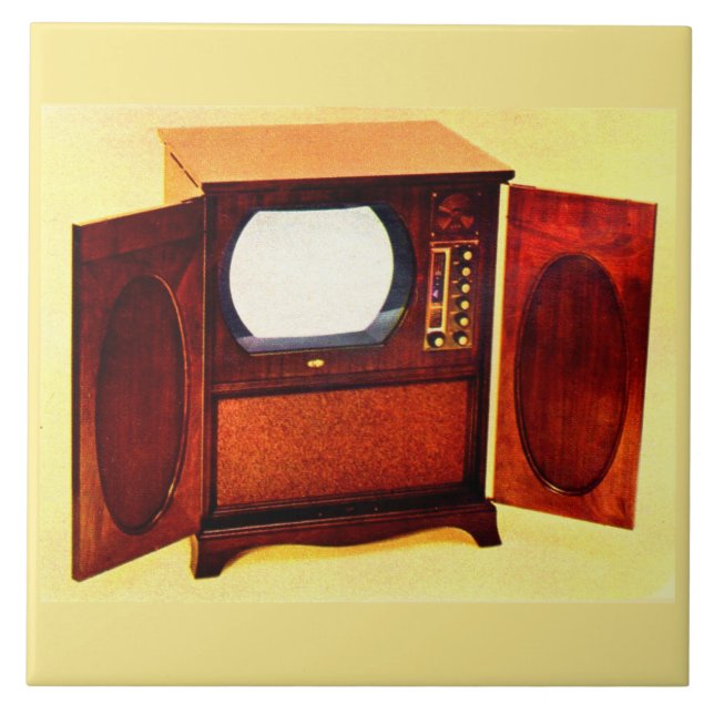 circa 1950 television set no. 1 ceramic tile (Front)
