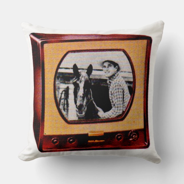 circa 1951 portable television set cowboy show cushion (Front)