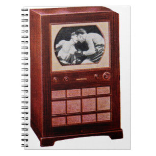 circa 1951 television set broadcasting boxing notebook