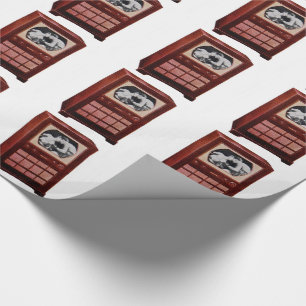 circa 1951 television set broadcasting boxing wrapping paper