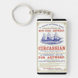 Circassian Clipper sailing ship 1866 Key Ring