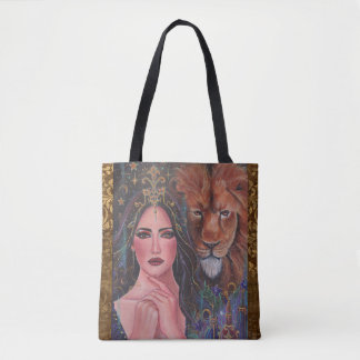 Circe goddess with Lion by Renee Lavoie Tote Bag
