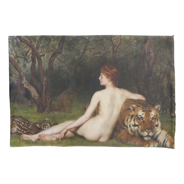 Circe (Goddess With Wild Tiger) (by John Collier) Pillowcase (Front-Left)