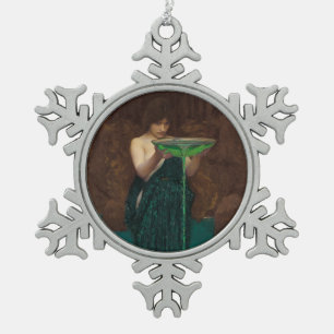 Circe Invidiosa Waterhouse Vintage Art Snowflake Pewter Christmas Ornament