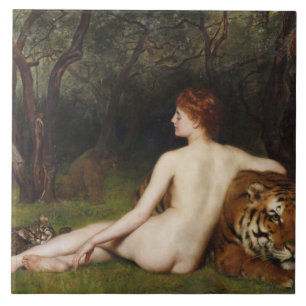 Circe (Magical Goddess and Cats) (by John Collier) Ceramic Tile