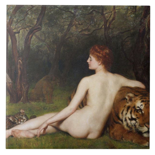 Circe (Magical Goddess and Cats) (by John Collier) Ceramic Tile (Front)