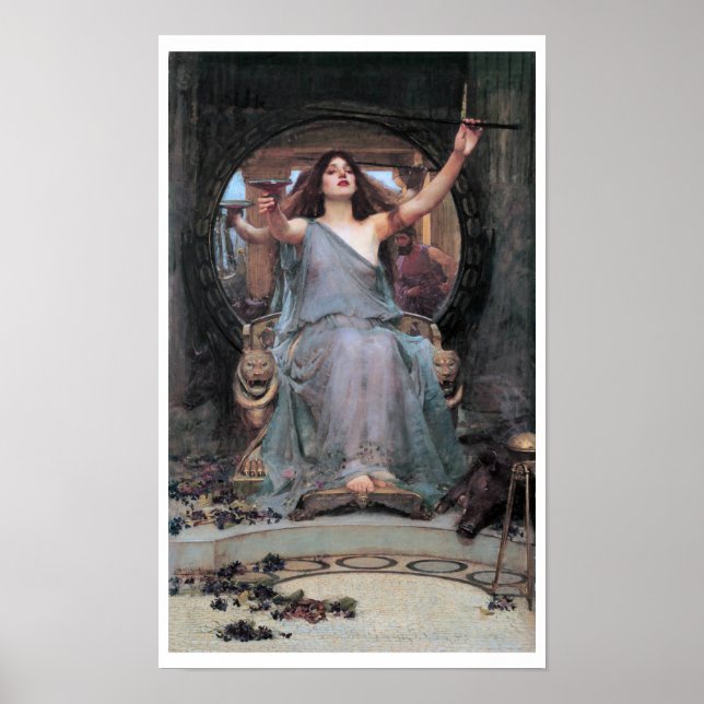 Circe Offering the Cup to Odysseus, Waterhouse Poster (Front)