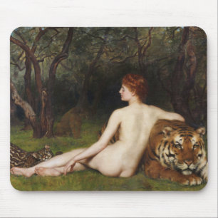 Circe (Woman and Big Wild Cats) (by John Collier) Mouse Pad