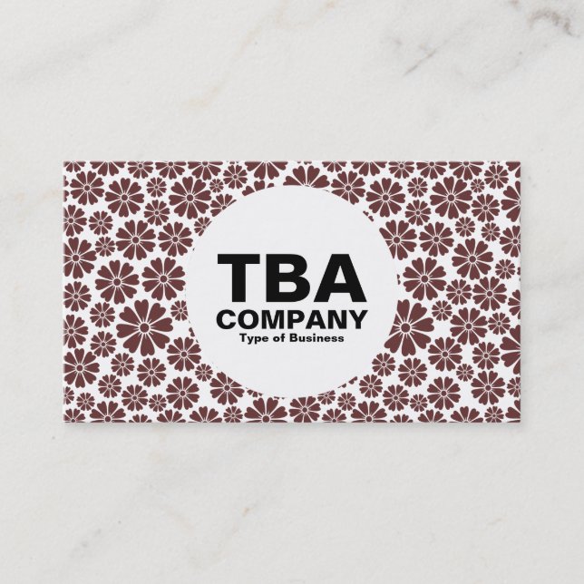 Circle - 8 Petals - Dark Brown on White Business Card (Front)