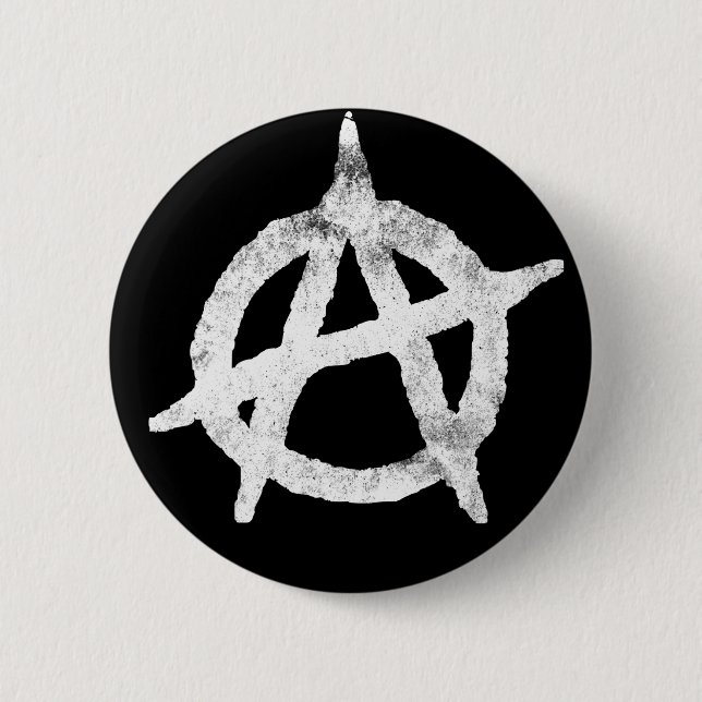 'circle a' anarchy symbol 6 cm round badge (Front)