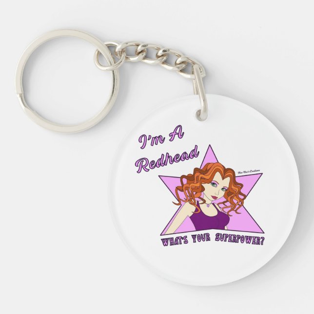 Circle Acrylic Keychain - Redhead Superpower (Front)