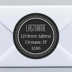 Circle Address Sticker Template - black