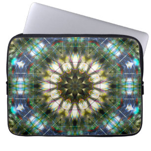 Circle and star kaleidoscope in acrylic style laptop sleeve