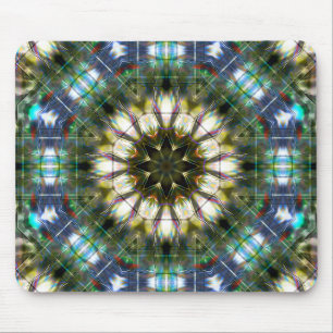 Circle and star kaleidoscope in acrylic style mouse pad