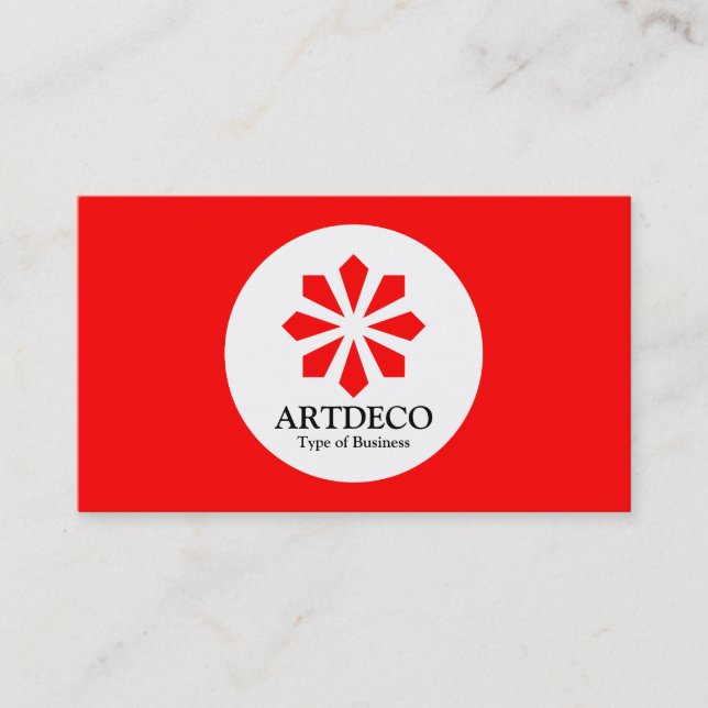 Circle - Art Deco - Red Business Card (Front)