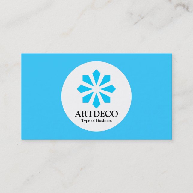 Circle - Art Deco - Sky Blue Business Card (Front)