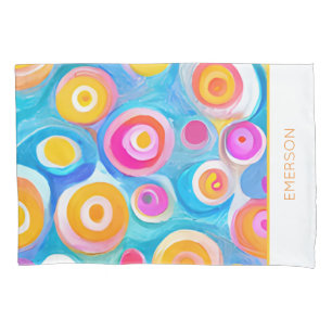 Circle Art Kids NAME Colourful Bedroom Decor Fun Pillowcase