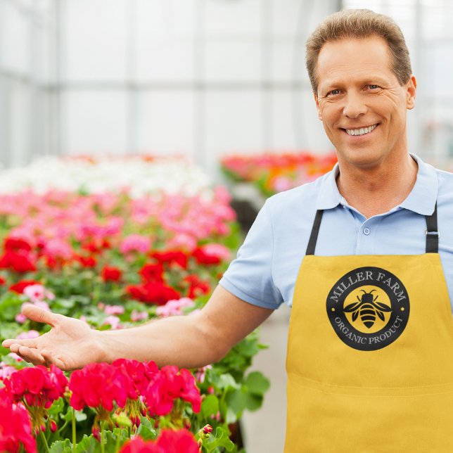 Circle Beekeeper Logo l Honeybees Apiarist Yellow Apron (Creator Uploaded)