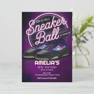 Circle Bright Galaxy Sneaker Ball Birthday Party Invitation