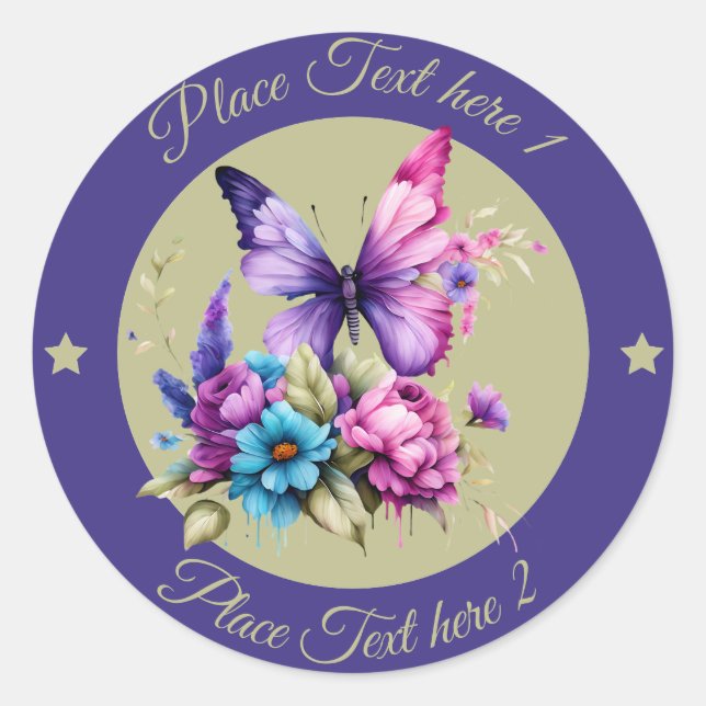 Circle Butterfly 8 Classic Round Sticker (Front)