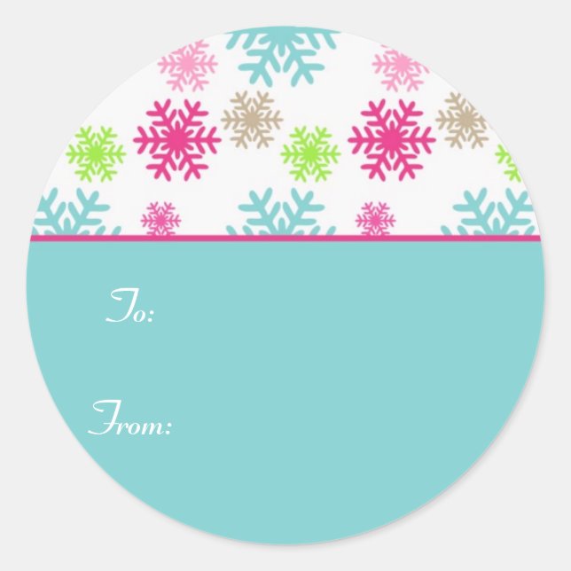 Circle Christmas Gift Tag Sticker Labels//Aqua (Front)