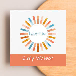 Circle Clothes Pins Blue and Peach IG Babysitter Square Business Card