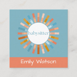 Circle Clothes Pins Blue and Peach IG Babysitter  Square Business Card