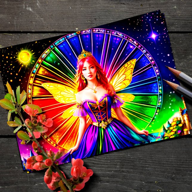 Circle Colourful Fairy Time Magical Diadem Art Postcard (Creator Uploaded)
