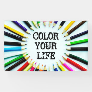 Circle colourful pencils / crayons + your ideas banner