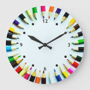 Circle colourful pencils / crayons + your ideas large clock