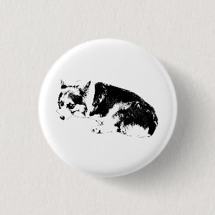 Circle Corgi, Bold Gaze 3 Cm Round Badge