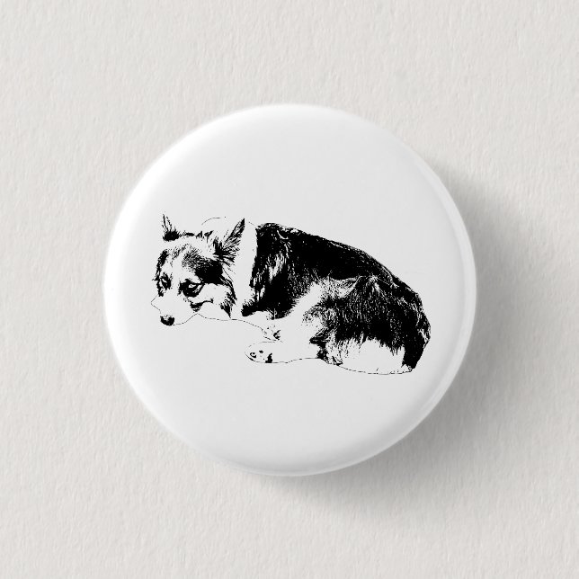 Circle Corgi, Soft Edge 3 Cm Round Badge (Front)