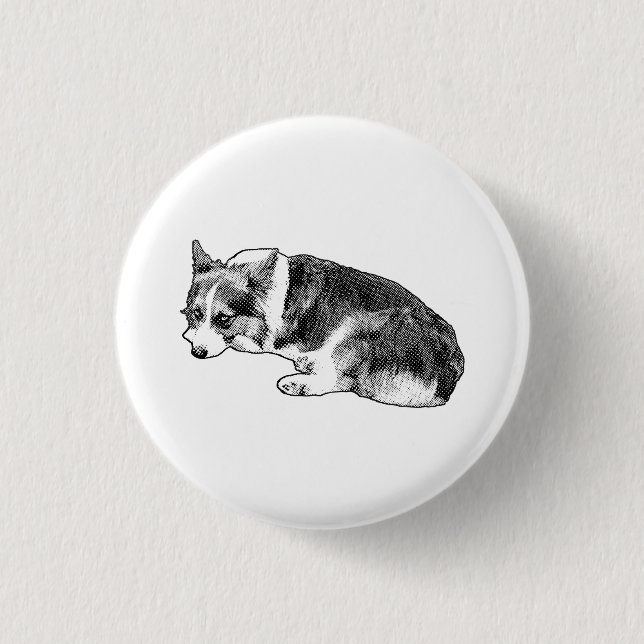 Circle Corgi, Soft Look 3 Cm Round Badge (Front)
