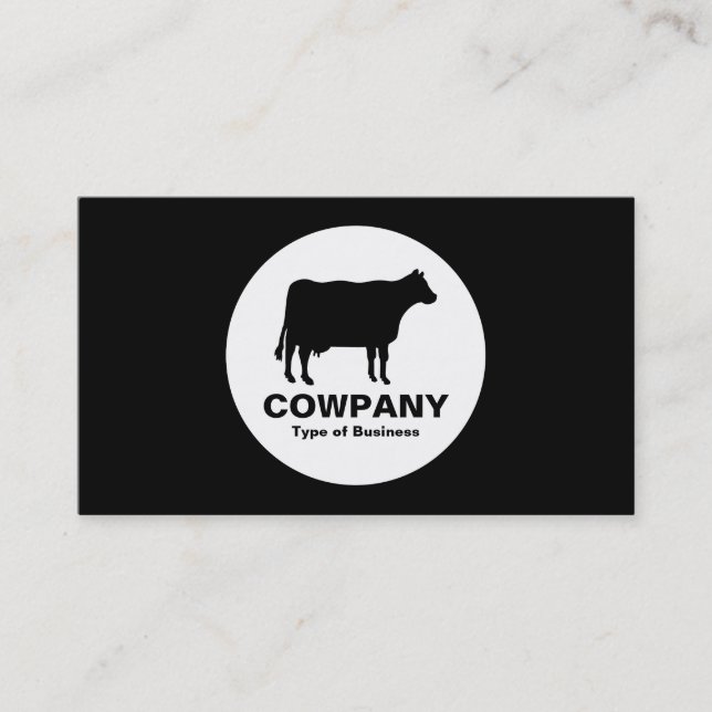 Circle - Cow - Black Business Card (Front)