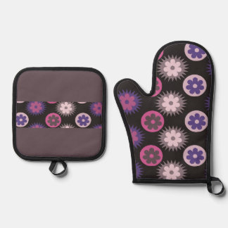Circle design oven mitt & pot holder set