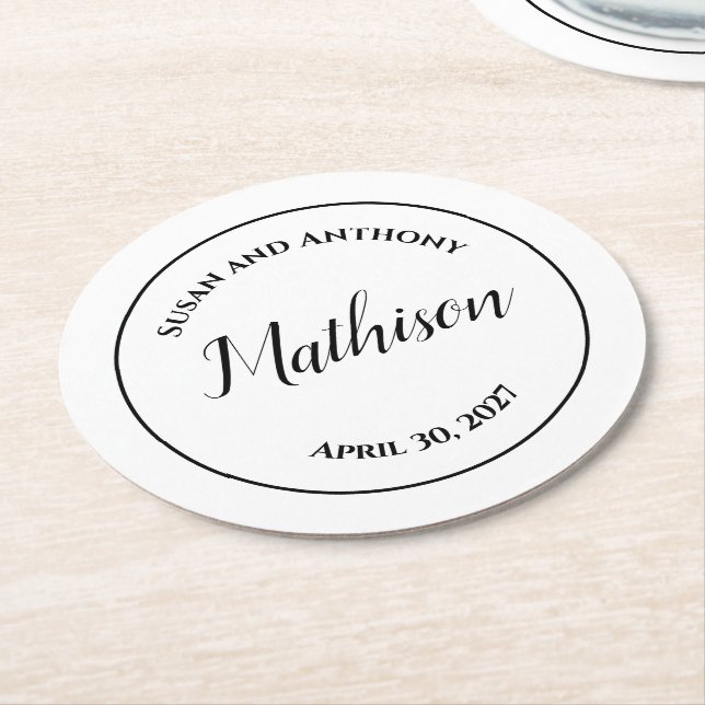 Circle Design Personalised Wedding Drink Coasters (Angled)