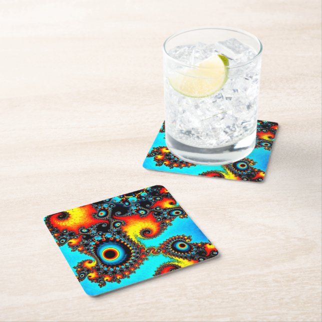 Circle Design Square Paper Coaster (Insitu)