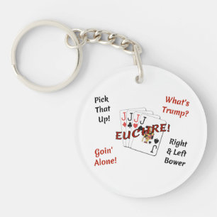 Circle Double-Sided Keychain - Euchre!