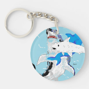 Circle (double-sided) Keychain Sharks