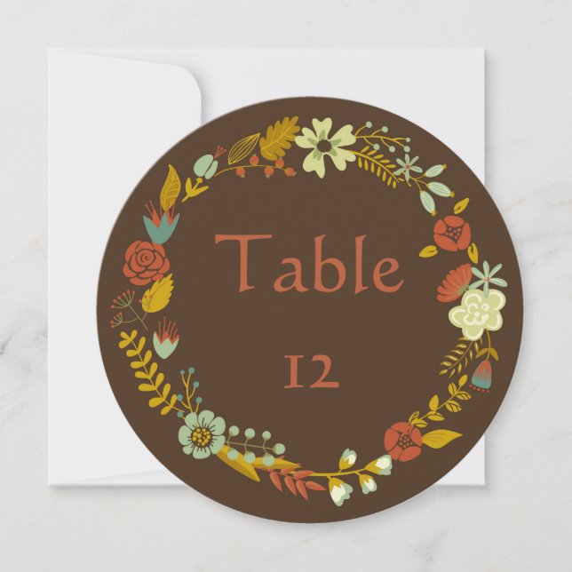 Circle Fall Wreath Design - Table Numbers (Front)