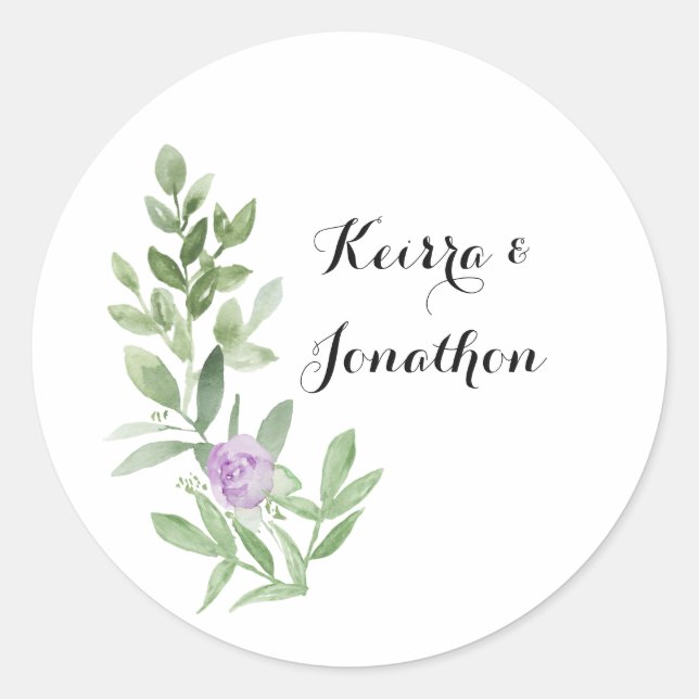 Circle floral sticker green and lavender (Front)