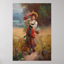 Circle Flower Girl by Hans Zatzka - poster