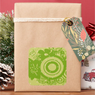 Circle Flowers Swirly Square Sticker