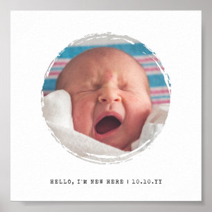 Circle Frame Paint Splotch Photo New Baby Poster