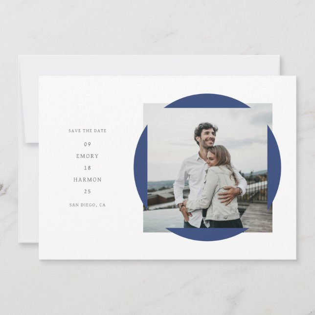 Circle Frame Save the Date card (Front)