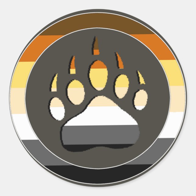 Circle Gay Bears Pride Flag Bear Paw Classic Round Sticker (Front)
